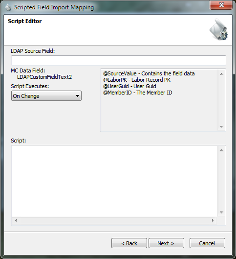 Scripted Field Import Mapping Script Editor